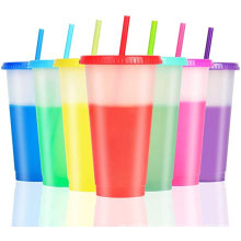 Reusable Tumblers with Lids and Straws 24oz/16oz Acrylic Drinking Tumbler Cup BPA free Matte Plastic Color  Changing Cups